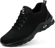 [GUYISA] Mens Safety Shoes Boots Steel Toe Cap Work Trainers Sneakers Lightweight Slip Resistant Breathable Protective Boots