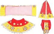 [Aditri Creation] Laxmi Ganesh Dress Vastra Poshak Cloth Lehenga Chunari Dhoti Puja Item Samgari Radha Krishna Dress for Laxmi Ganesh Durga Devi Idol Statues Indian Traditional Festival Decor (Size: 4 Inches) (Red