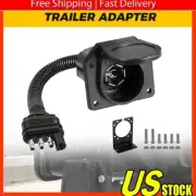 Trailer RV Boat Adapter 4-Way Flat to 7Way Round Blade Wiring Plug Connector Kit