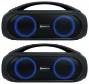(2) Rockville GO PARTY MAX BASS Portable LED Bluetooth Speakers w/Wireless Link