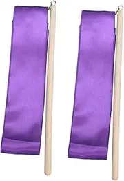Kisangel 2pcs Purple Streamer Wand Kids Dancing Streamers Gym Ribbon Props Wand Ribbon Stick Red No Knot Gymnastics Rope Wooden Child Dance Ribbon Streamer Kids Dancing Ribbon Wand