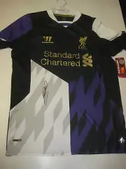 LIVERPOOL- STEVEN GERRARD HAND SIGNED 2013-14 THIRD JERSEY+ PHOTO PROOF + C.O.A