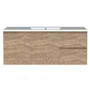 Forme 1200mm Walnut Mont Albert Wallhung Vanity With Porcelain Top - RH Drawers