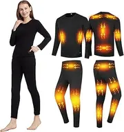 [IMYOGI] Cozy Heating Thermal Underwears, Man Woman Washable Velvet Lining USB Electric Heated Baselayer for Skiing, Cycling