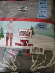 Fam Jam Men's Matching Family Holiday 2 Piece Pajama Set Reindeer Lights