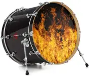 Decal Skin FITS 22" Bass Kick Drum Open Fire HEAD NOT INCLUDED