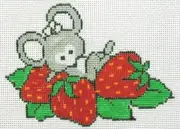 Berry Mice Hand Painted Needlepoint Canvas