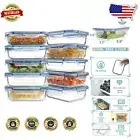 Versatile Deep Blue 10-Pack Glass Lunch Containers - Microwave & Oven Safe
