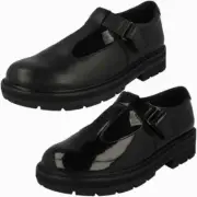 Girls Clarks Lightweight T-Bar School Shoes - Prague Brill