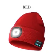 Bluetooth Music Beanie with LED Lamp Cap - Red