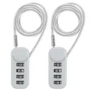2 Pack 4 Digit Combination Lock with 1.97Ft Wire Cable, Helmet Padlock Grey
