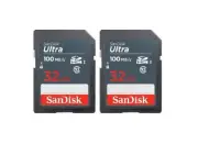 32GB Sandisk Ultra SDHC Memory Card Class 10 (SDSDUNR-032G-GN3IN) Shock Proof x2