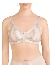 [Naturana] Satin Wide Strap Soft & Wireless Minimiser Bra in Light Beige