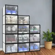 TAUS 6/12/18 PCS Shoe Storage Box Sneaker Case Stackable Container Clear XL