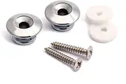 SWOOMEY 2 PCS Mushroom Head Guitar Strap Locks with Mounting Screws Durable Silver Strap Lock Buttons for Electric Acoustic Guitars Easy Installation Against Accidental Release