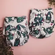 Monarch Ultimate Wipeable Cloth Nappy with Hook and Loop Closure, Jungle Fern