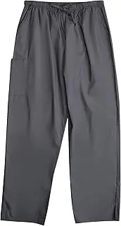 [Tropi] Mens Scrub Pants - Three Pocket Medical Scrubs Uniform Cargo Bottom, Pewter, Medium