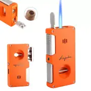 Luxury Cigar Lighter With Punch VCut 1 Jet Flame Torch Lighter Butane Refillable