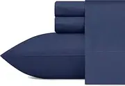 [Nautica] King Sheets, Cotton Percale Bedding Set, Casual Home Decor (Captain's Navy, King)