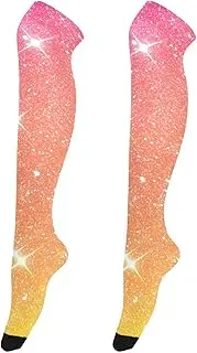 [Joitme] Orange Glitter High Socks, One Size Socks, Womens Knee High Socks, Orange Glitter -1