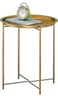 Round End Table Metal Tray Table 17.7 Inch Bedside Table Indoor Modern Sofa Side