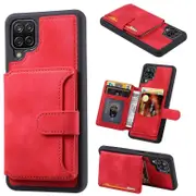 For Samsung Galaxy A12/M12 RFID Blocking Phone Case Leather Coated TPU Cover with Kickstand Wallet
