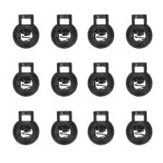 20pcs Plastic Cord Lock Single Hole Toggle Stopper Round Ball Shaped, Black