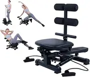 Multifunctional Indoor Fitness Stepper, Adjustable Stepper Trainer for Exercise, AB Workout Machine with LCD Monitor, Stair Stepper for Exercise with Resistance Bands