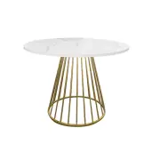 HomeStar Matilda Round Kitchen Dining Table 110cm W/ Powdercoated Legs - Faux Laminate Marble/Gold