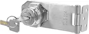 HOUDERCO Keyed Hasp Lock: No-Punch Installation Alloy Lock - Universal Refrigerators Showcase Cabinet Freezer Door Hasp - Child Proof for Supermarkets