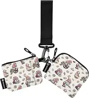 [Caihoyu] Donuts and Good Luck Gnome Dual Coin Purse Credit Card Holder Wallet Cute Fashion Zipper Wristlet Wallet with Keychain for Ladies Girls 2 Packs, Multicolor, 4.13"(L) x 3.5"(W), Travel Accessory