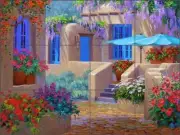 Southwest Courtyard Backsplash Senkarik Ceramic Tile Art Mural MSA148