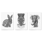 Set of Animal Mandala Pattern Abstract Wall Art #1