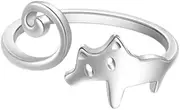 [JchEnye] 1 Silver Kitten Ring Adjustable A Wonderful Gift for Cat Lovers, Non-precious metal, No Gemstone