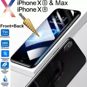 Tempered Glass & Soft screen protector For Apple iPhone X Xs Max XR Front Back