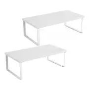 SOGA 2X 50cm White Computer Monitor Elevated Stand Desktop Support Station Rack