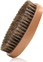 Kootinn Boar Bristle Hair Beard Brush for Men - Small Soft Beard Brush, Pocket Travel Men's Wooden Mustache Brush