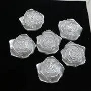 100 pcs Pure White Acrylic Pearl FlatBack Rose Flower Cabochons 0.71" Craft DIY
