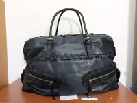 在飛比找Yahoo!奇摩拍賣優惠-義大利製 Gucci 荷葉邊 真皮 旅行袋 手提包