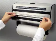 Emsa Triple Roll Dispenser "Contura" of Stainless Steel, Silver/Black