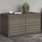 Outdoor Garden Storage Cabinet Grey 110x55x60.5 cm Poly Rattan, Waterproof Deck Box with Robust Steel Frame, Large Capacity for Patio Furniture and Tools