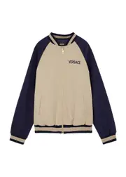 Versace Kids Logo-embroidered Cotton Bomber Jacket - Beige - 10YR (10 Years) 10YR (10 years)