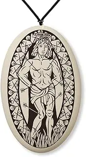 [Touchstone Pottery] St Sebastian Porcelain Oval Medal on Braided Cord | Patron Saint of Athletes and Soldiers