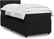 vidaxl Black Velvet King Single Bed with Mattress and Topper - Modern Bedroom Furniture Set