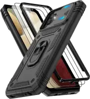 For Samsung Galaxy A32 5G Case Military Grade 2PCS Screen Protector Rugged,Black