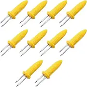 10 PCS Corn Holders,Corn on The Cob Skewers,Stainless Steel Corn Fork Barbecue Skewers Kitchen Tool for BBQ Twin Prong Sweetcorn Holders Home Cooking Fork
