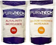 Puri Tech Chemicals 5 lb Calcium Hardness Increaser & 5 lb Alkalinity Increaser Kit for Swimming Pools & Spas Balance Chemical Levels Keep Surfaces & Water Clean