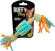 Ruff Play Fetch & Tug Dental Chew Dog Toy – Interactive Rope Tug Toy with Chew Function – Great for Fetch, Tug-of-War & Dental Play