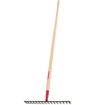 Razor-Back Level Head Landscaping Rake 16-Tine Hardwood Handle Gardening Tool