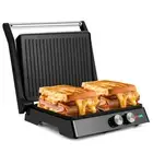 Panini Press Sandwich Maker and Electric Indoor Grill with Temperature Time S...